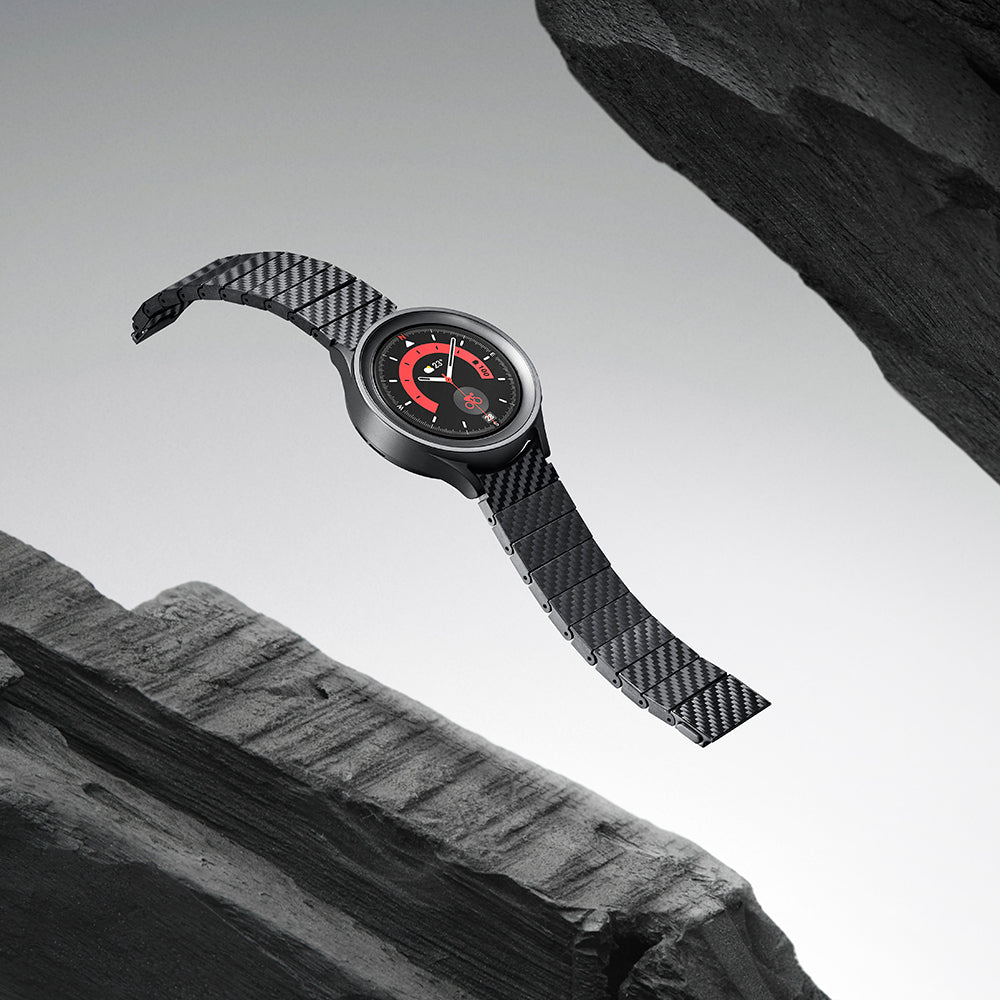 Pitaka Modern Serisi Galaxy Watch 5 40mm Karbon Fiber Black-Grey Twill Kordon Pitaka Modern Serisi Galaxy Watch 5 40mm Karbon Fiber Black-Grey Twill Kordon